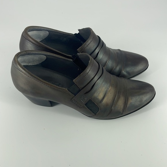 Josef Seibel Leather Shoes Women’s EU 38 Ankle Bootie Heeled Slide-on Point Toe - Picture 2 of 6
